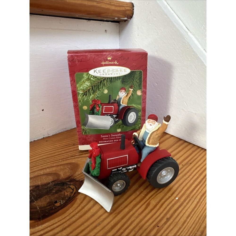 HALLMARK HERE COMES SANTA SERIES 2001 CHRISTMAS ORNAMENTS SANTA'S SNOWPLOW